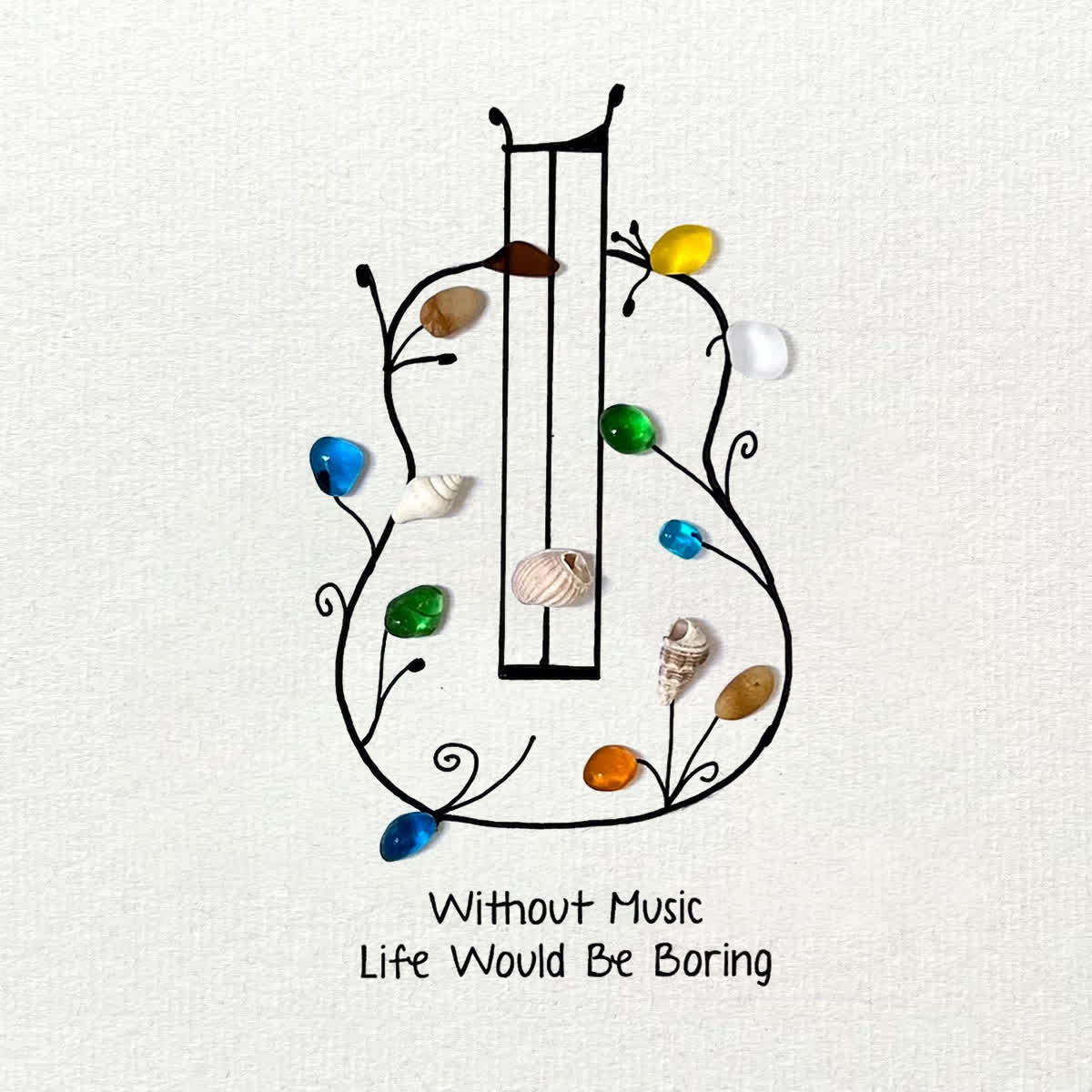 "Without Music, Life Would Be Boring" Sea Glass Framed Art - image 2