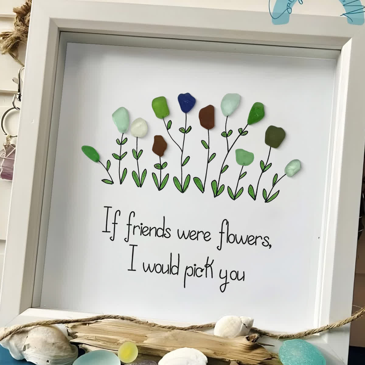 Friendship Sweet Quote Sea Glass Framed Art - image 4