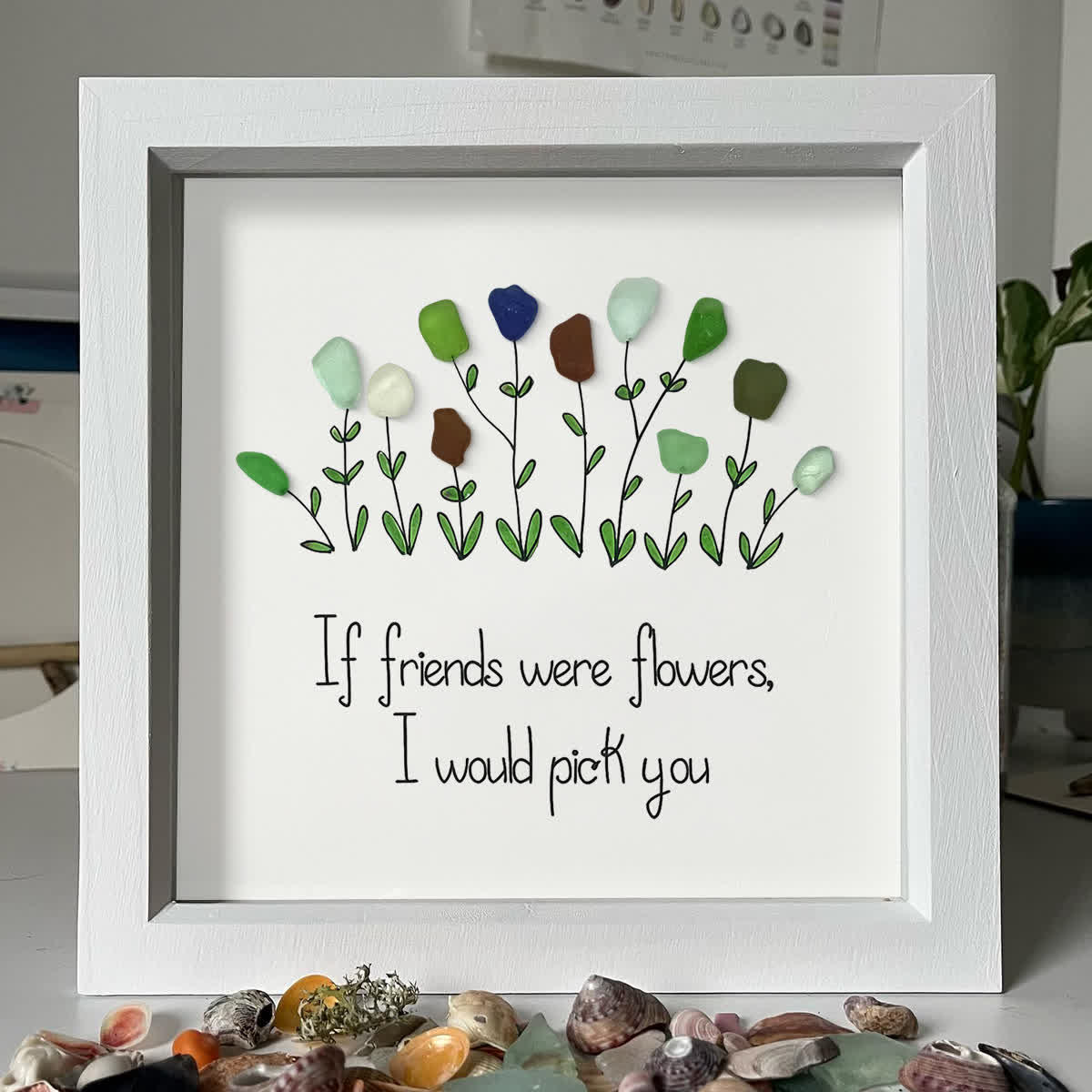 Friendship Sweet Quote Sea Glass Framed Art - image 0