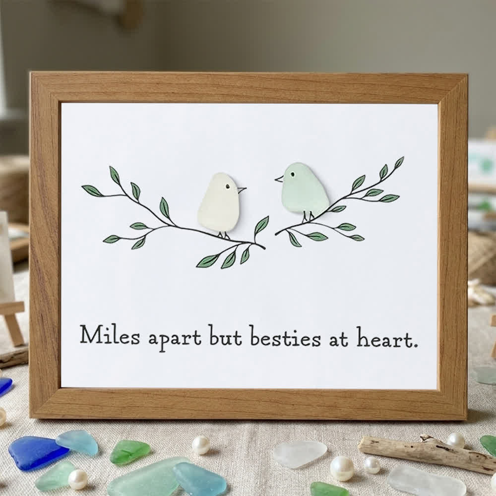 Best Friends Gift Sea Glass Framed Art - Walnut Brown - 6" X 8" - image 10