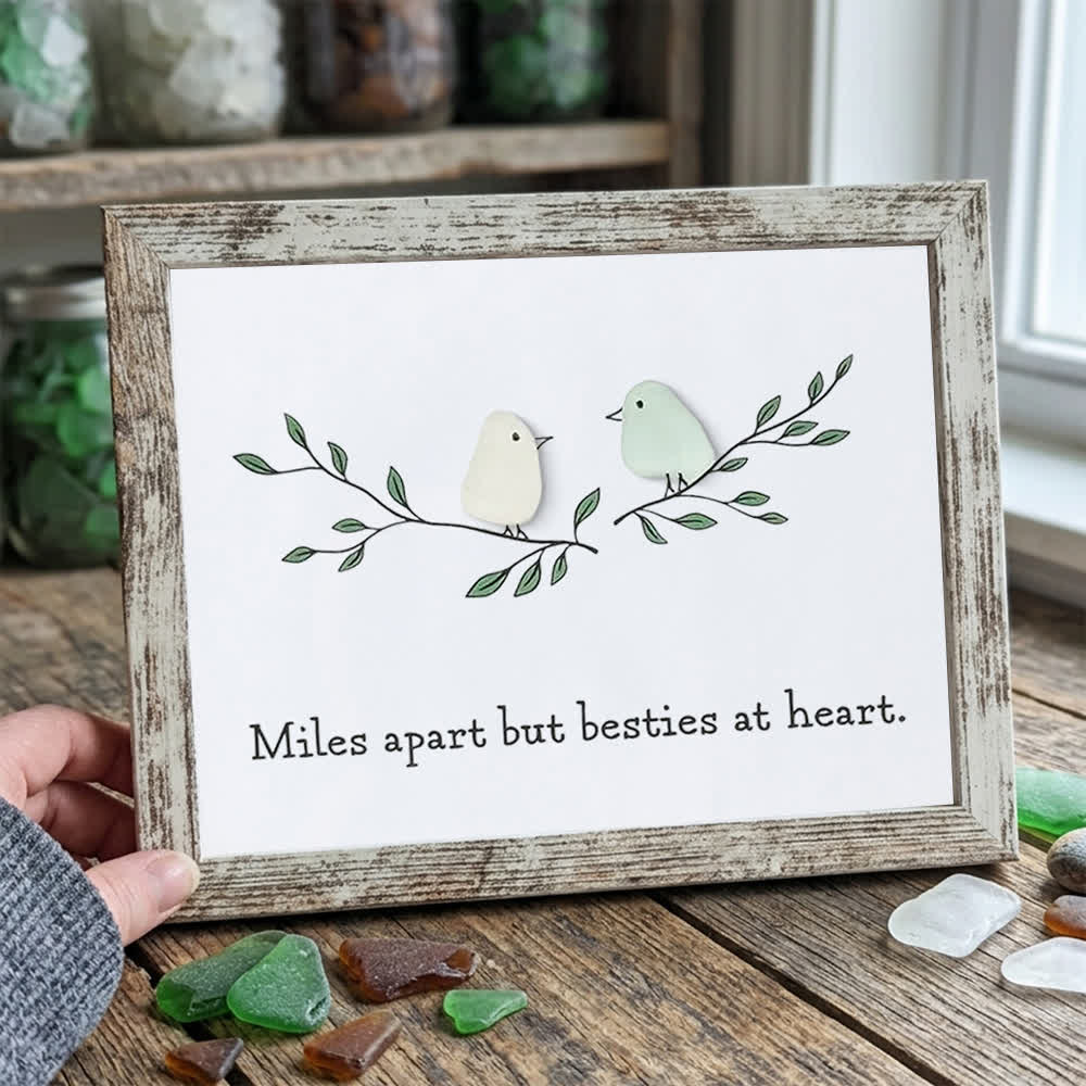 Best Friends Gift Sea Glass Framed Art - Retro White - 6" X 8" - image 13