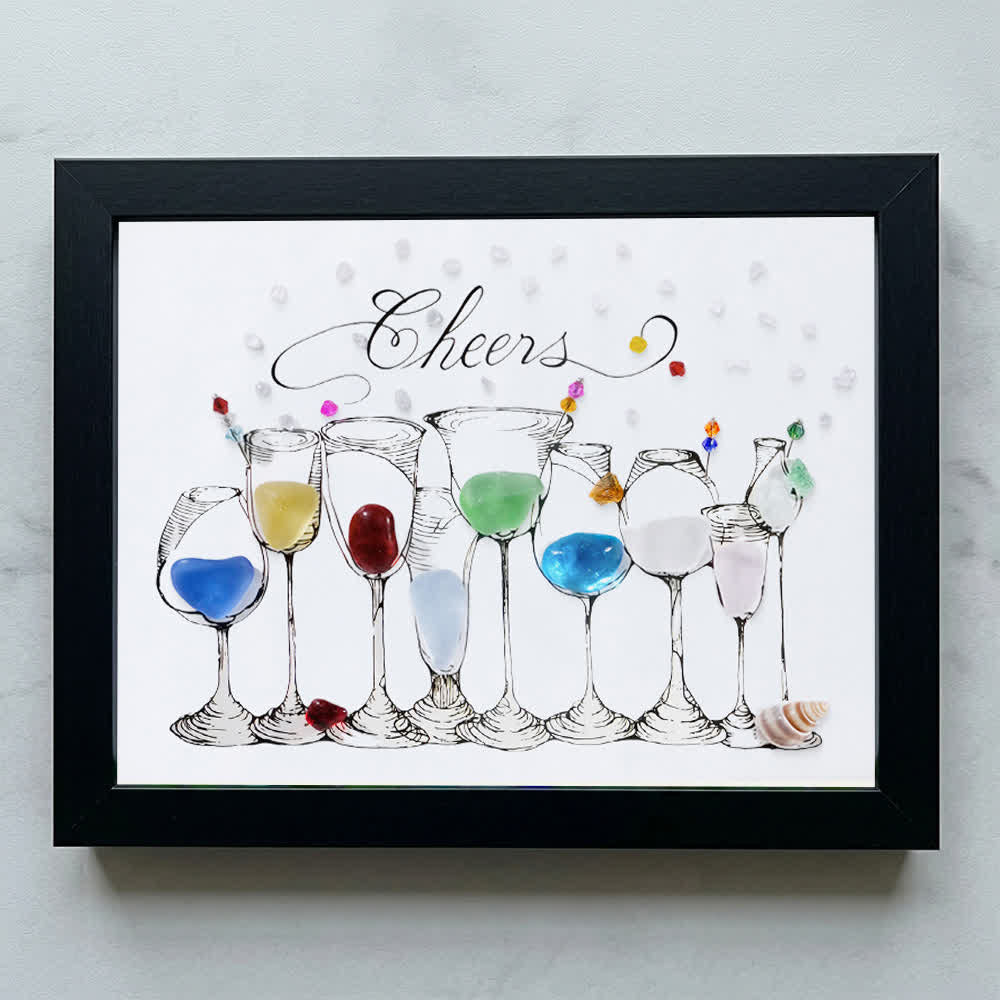 Cocktail Party Sea Glass Framed Art - Black - 6" X 8" - image 9