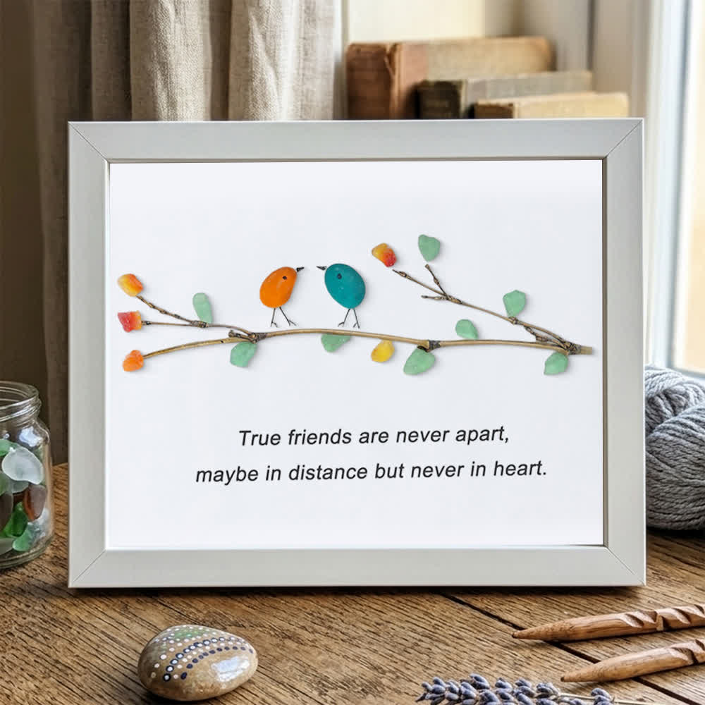 True Friends Quote With Birds Sea Glass Framed Art - White - 6" X 8" - image 10