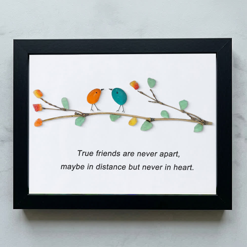 True Friends Quote With Birds Sea Glass Framed Art - Black - 6" X 8" - image 9
