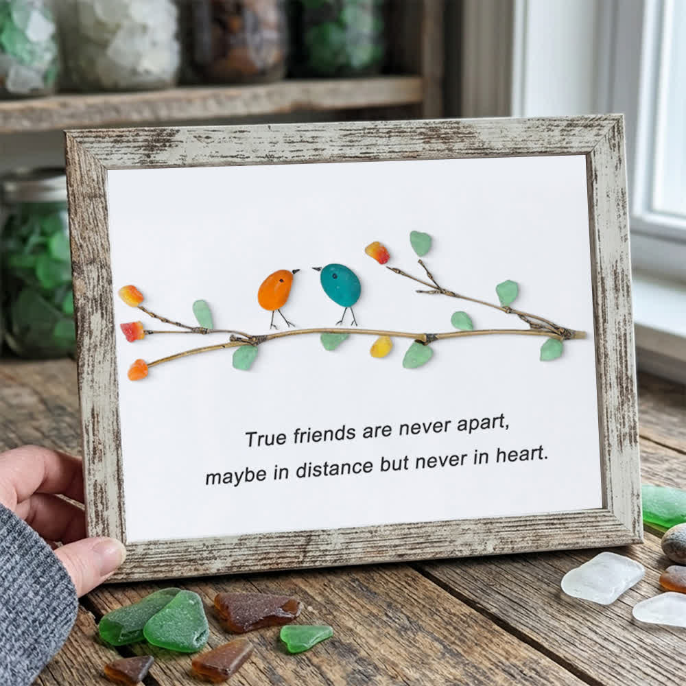 True Friends Quote With Birds Sea Glass Framed Art - Retro White - 6" X 8" - image 11
