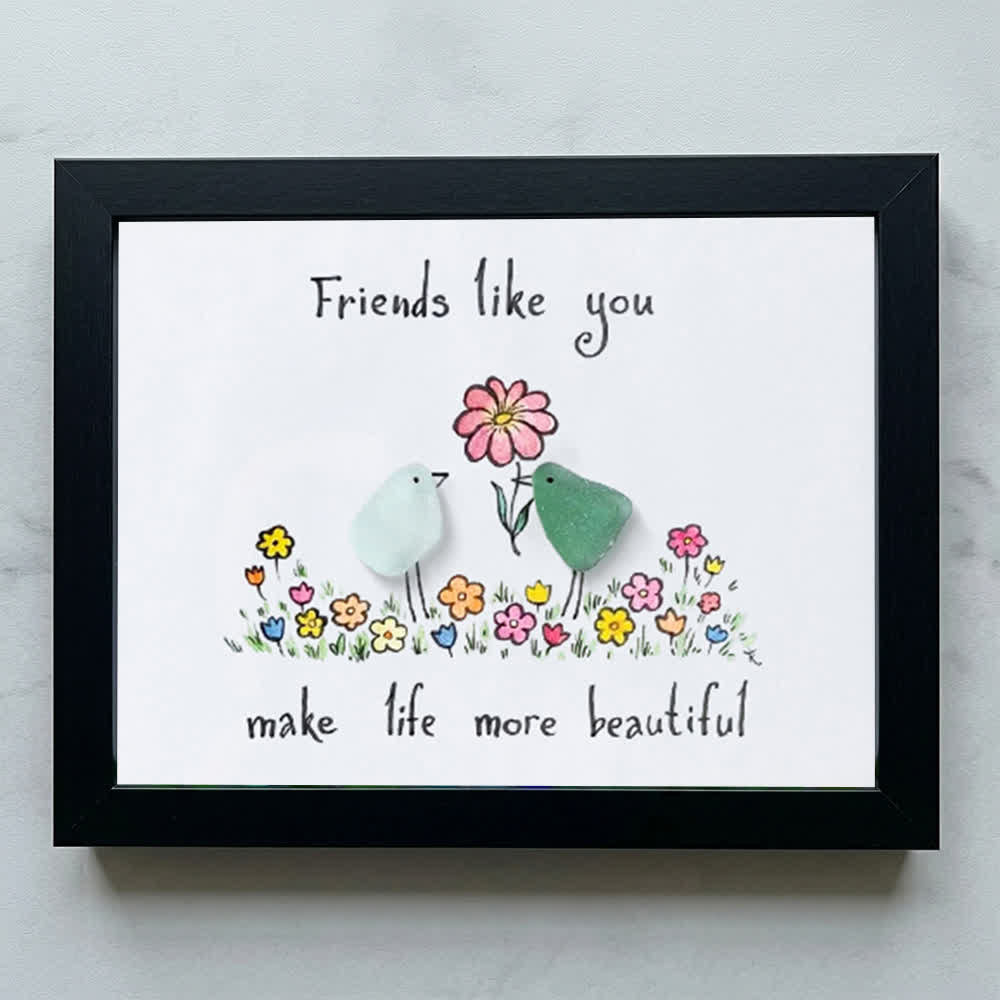 Friends Like You Make Life More Beautiful Sea Glass Framed Art - Black - 6" X 8" - image 8