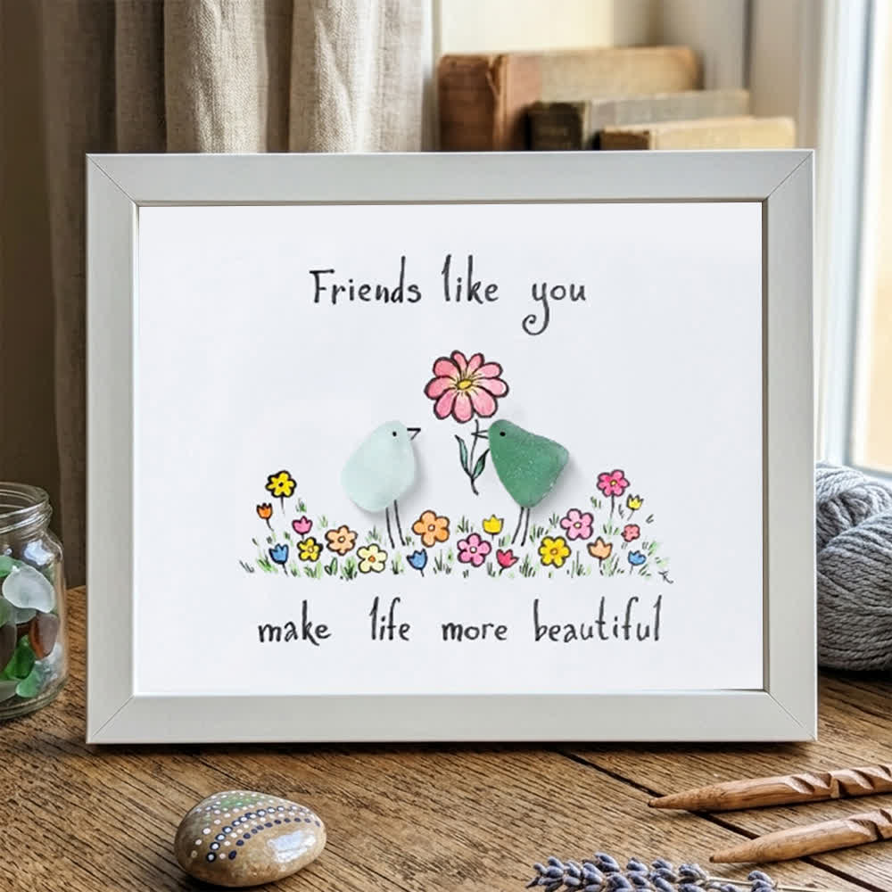 Friends Like You Make Life More Beautiful Sea Glass Framed Art - White - 6" X 8" - image 9