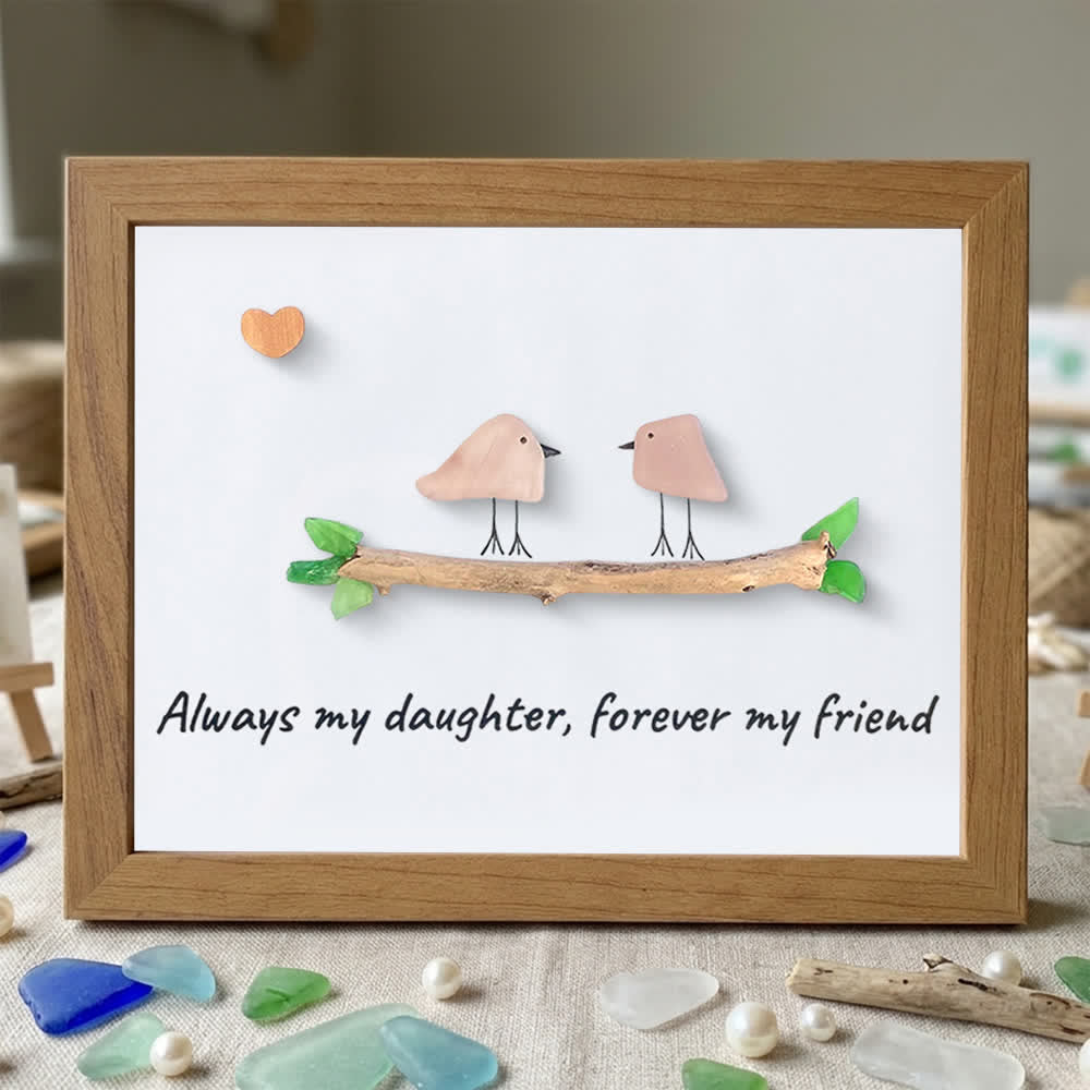 Always My Daughter Birds Sea Glass Framed Art Gift for Daughter - Walnut Brown - 6" X 8" - image 11