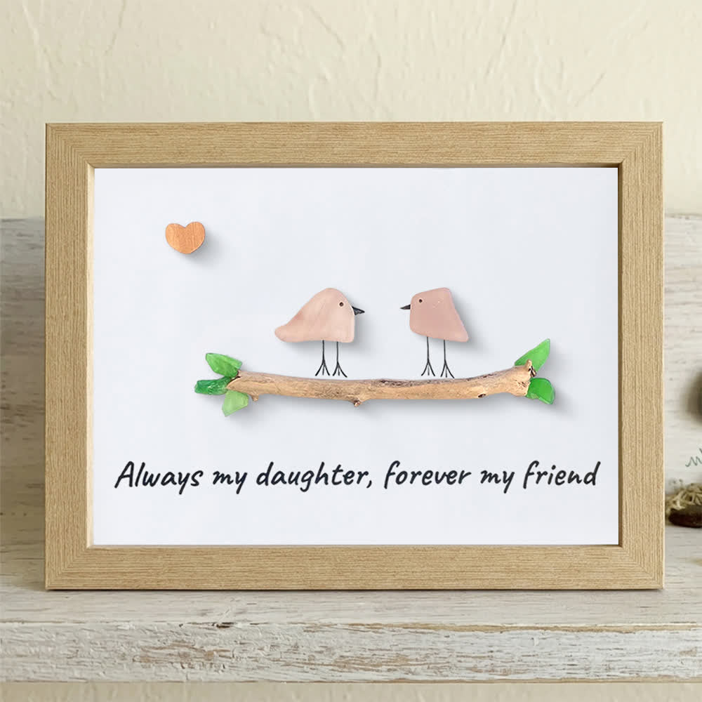 Always My Daughter Birds Sea Glass Framed Art Gift for Daughter - Oak - 6" X 8" - image 10