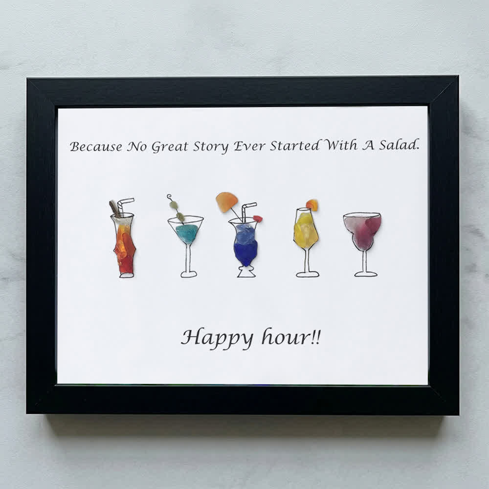 Happy Hour Cocktail Sea Glass Framed Art - Black - 6" X 8" - image 9