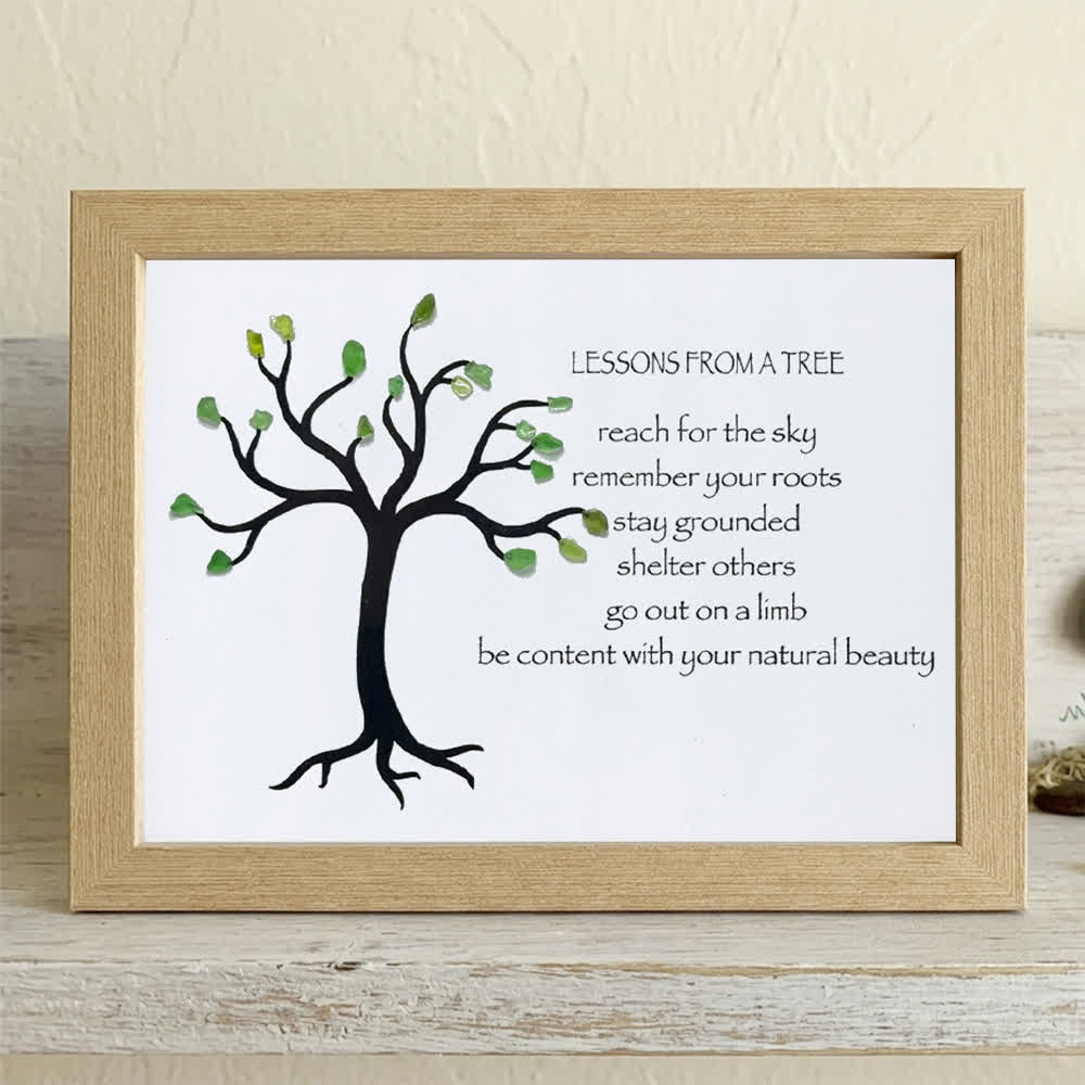 Lesson From A Tree Sea Glass Framed Art - Oak - 6" X 8" - image 11