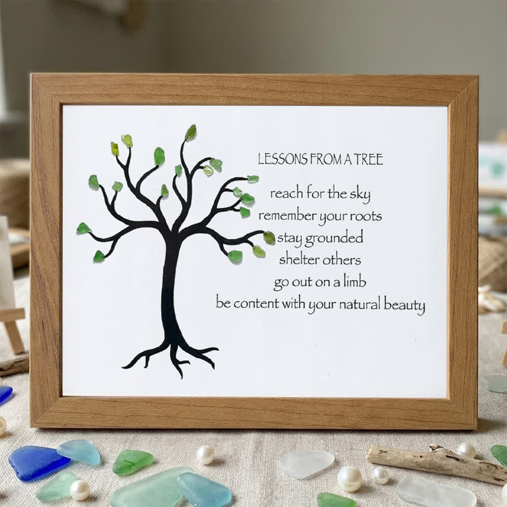 Lesson From A Tree Sea Glass Framed Art - Walnut Brown - 6" X 8" - image 12