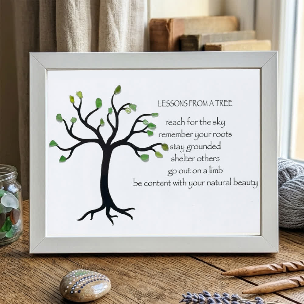 Lesson From A Tree Sea Glass Framed Art - White - 6" X 8" - image 14