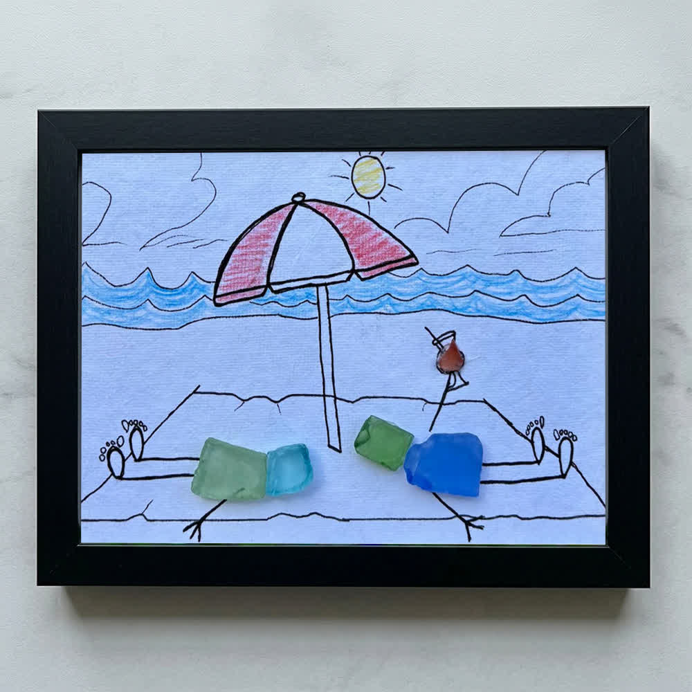 A Beach Day Joy Of Companionship Sea Glass Framed Art - Black - 6" X 8" - image 11