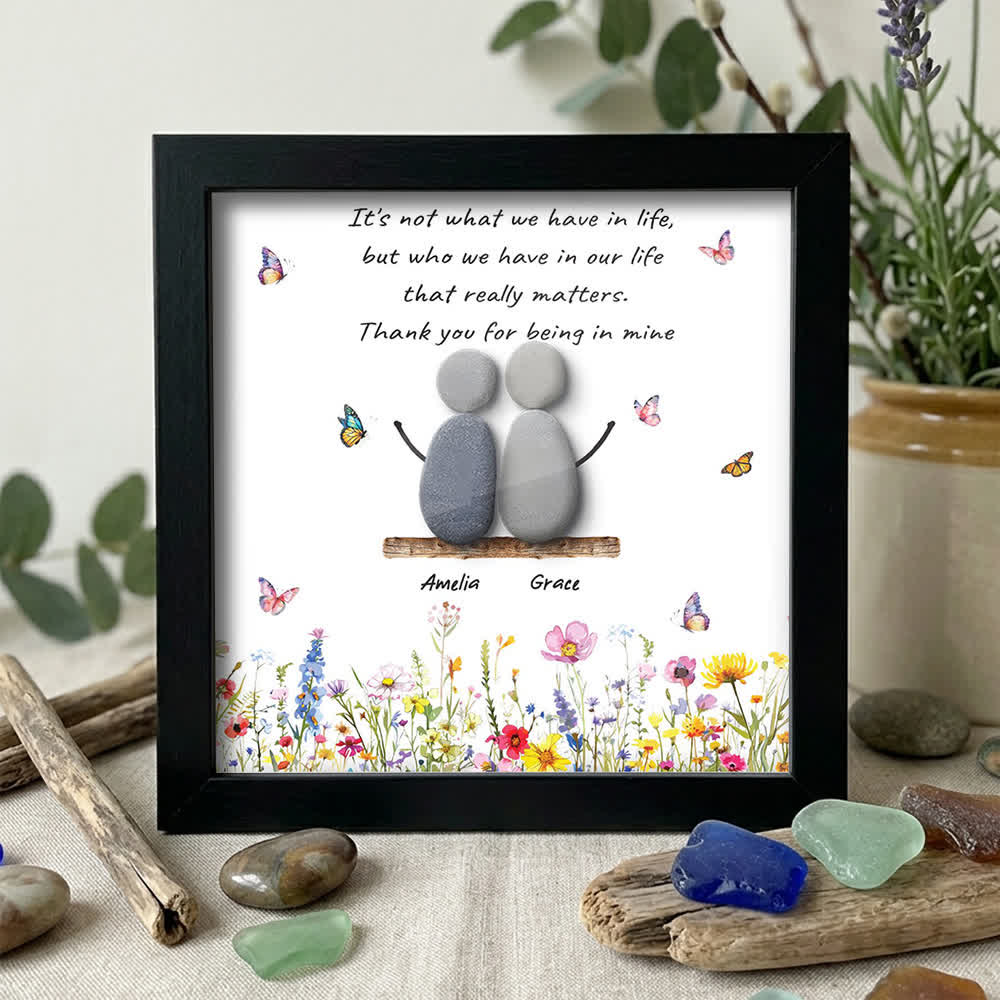 Personalized Name Thank You for Being in Mine Sea Glass Framed Art - Black - 8" X 8" - image 9