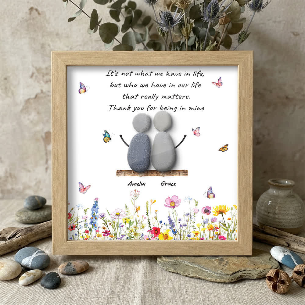 Personalized Name Thank You for Being in Mine Sea Glass Framed Art - Oak - 8" X 8" - image 8