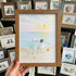 Proposal Engagement Couple Sea Glass Framed Art - Sunrise - Walnut Brown - 8" X 6" - image 6