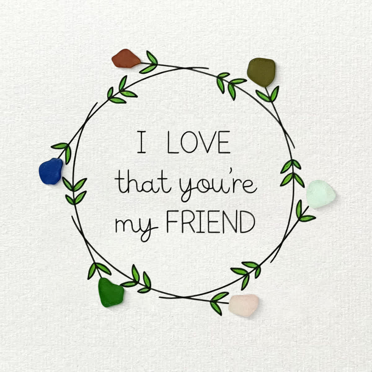 I Love That You're My Friend Wreath Sea Glass Framed Art - image 2