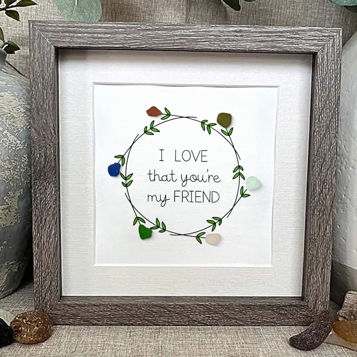 I Love That You're My Friend Wreath Sea Glass Framed Art - image 6