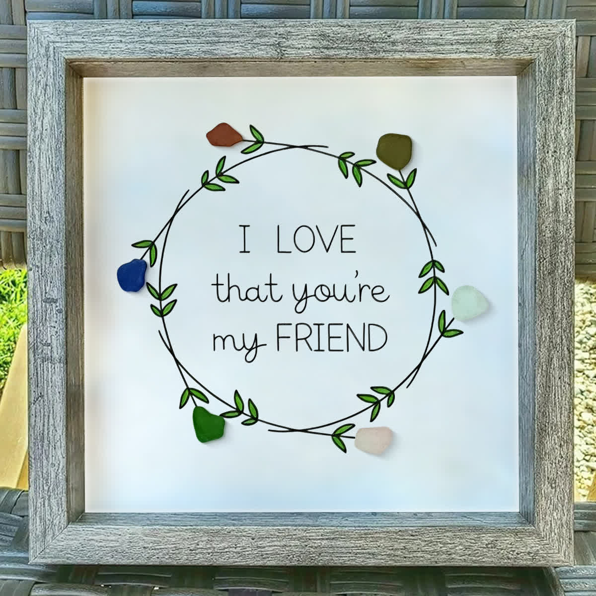 I Love That You're My Friend Wreath Sea Glass Framed Art - image 9