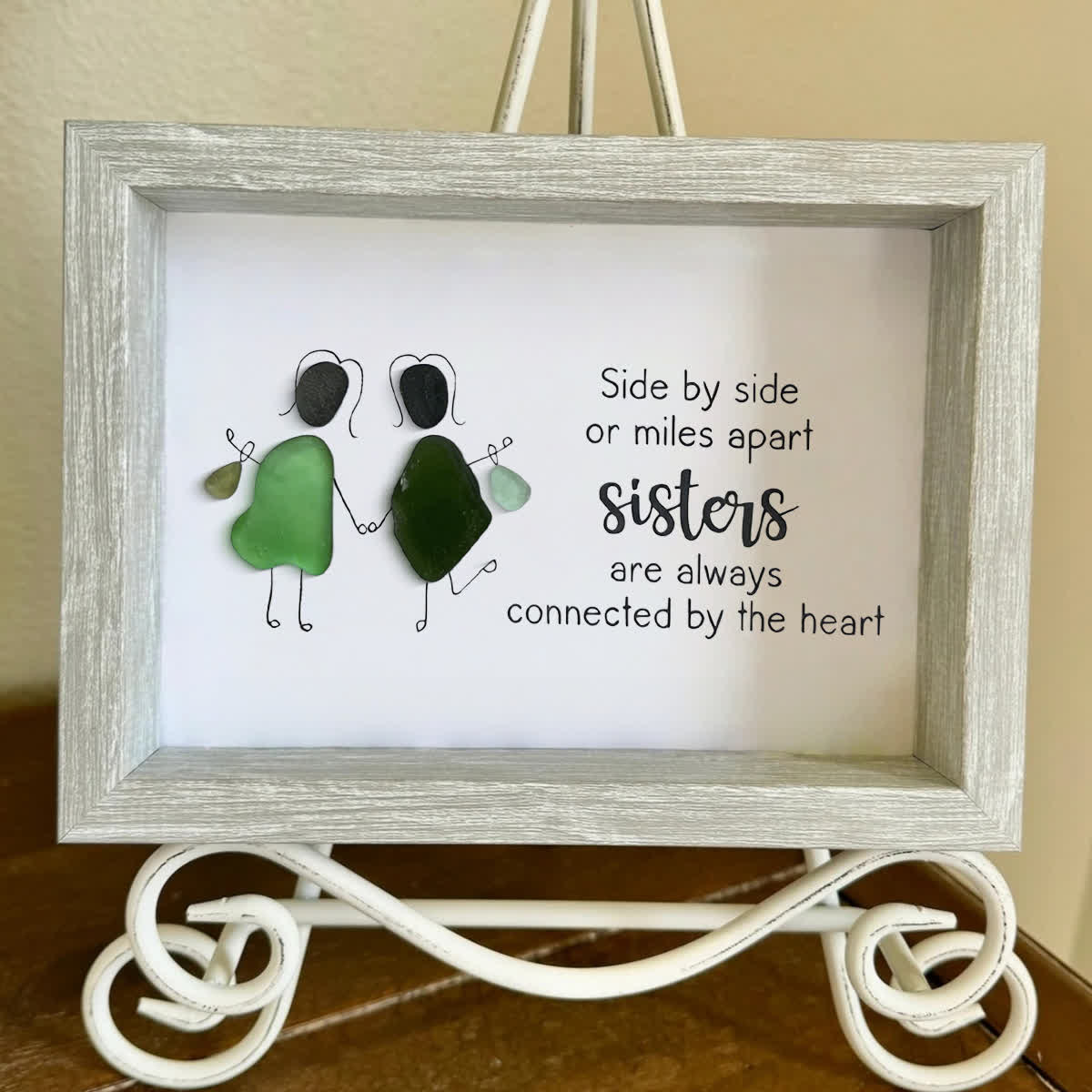 Sisters Connected by Heart Sea Glass Framed Art - image 8