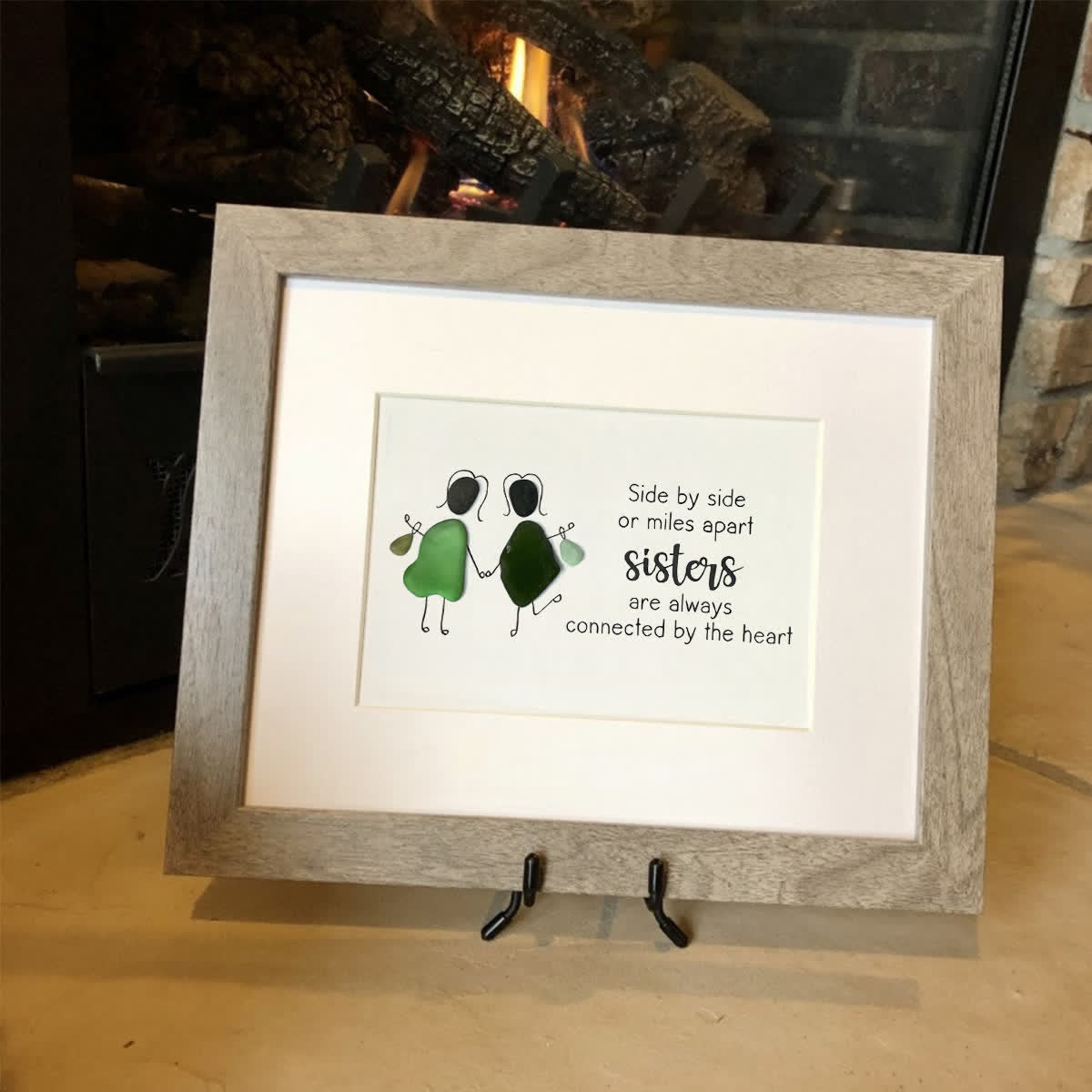 Sisters Connected by Heart Sea Glass Framed Art - image 7