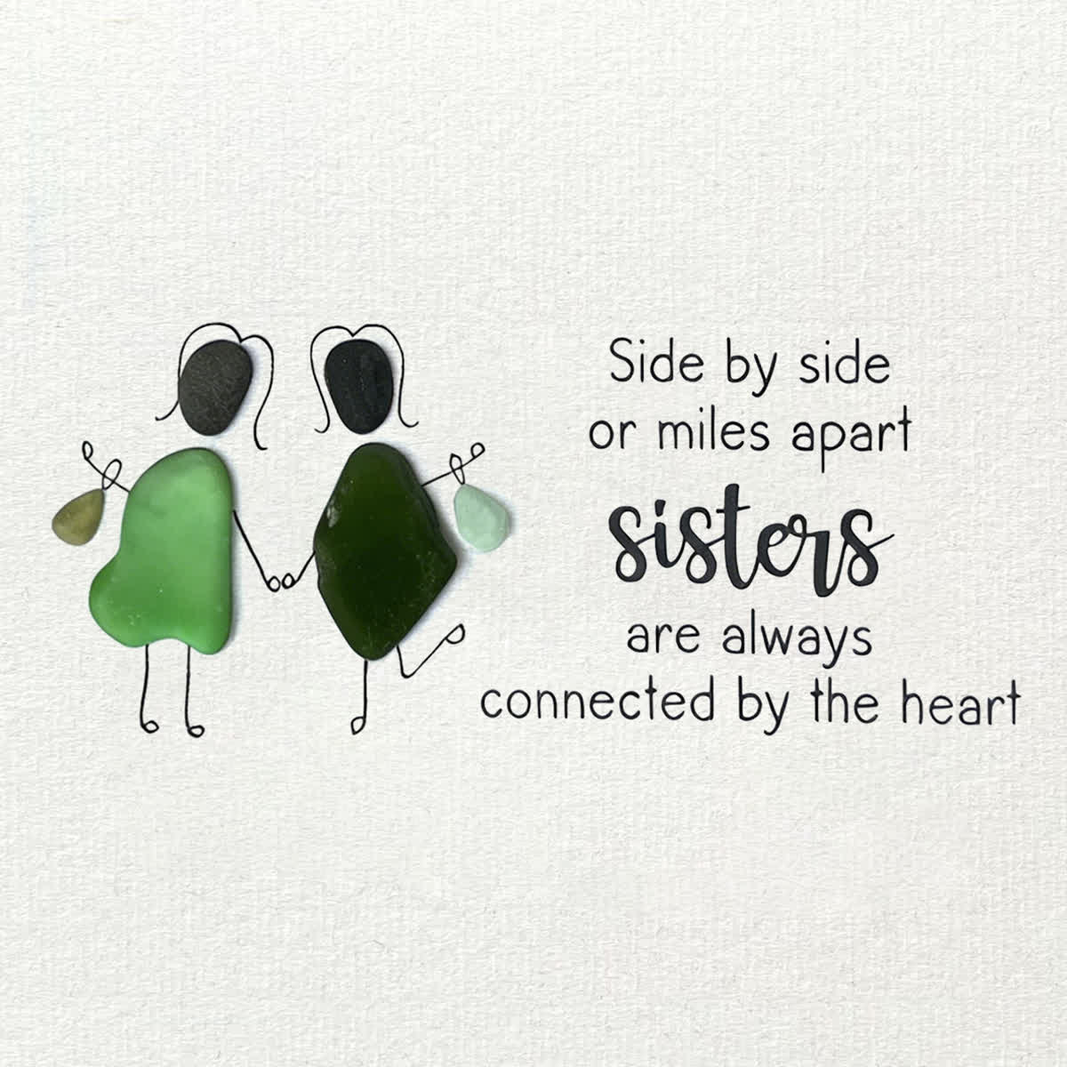 Sisters Connected by Heart Sea Glass Framed Art - image 2