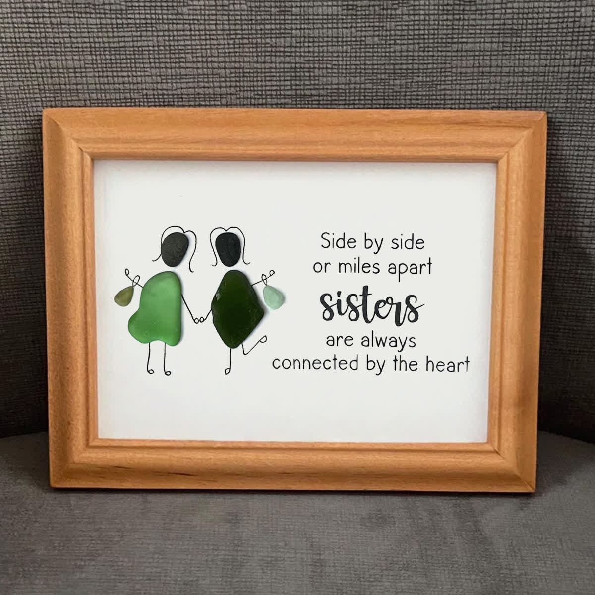Sisters Connected by Heart Sea Glass Framed Art - image 5