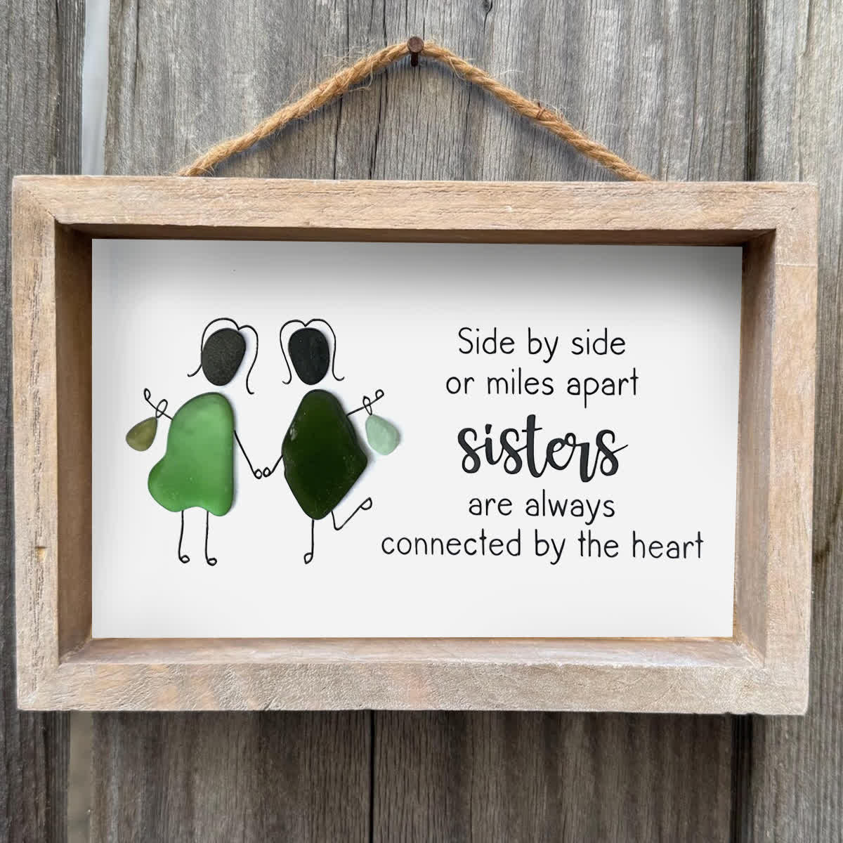 Sisters Connected by Heart Sea Glass Framed Art - image 9