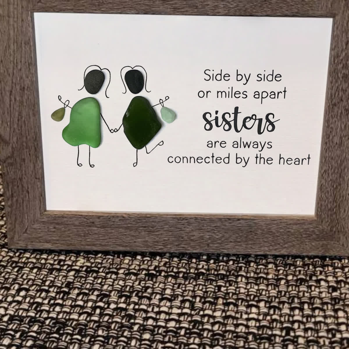 Sisters Connected by Heart Sea Glass Framed Art - image 10