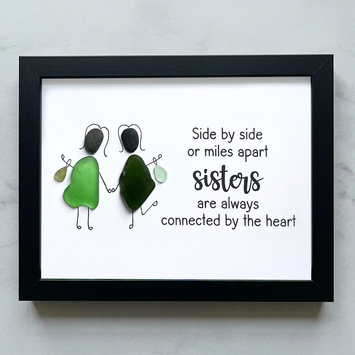 Sisters Connected by Heart Sea Glass Framed Art - Black - 6" X 8" - image 13