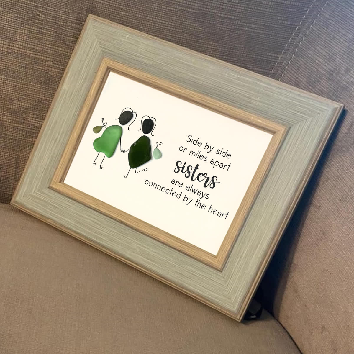 Sisters Connected by Heart Sea Glass Framed Art - image 6