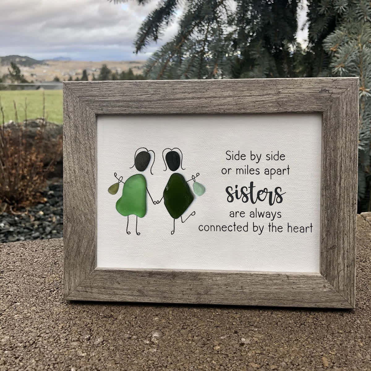 Sisters Connected by Heart Sea Glass Framed Art - image 3