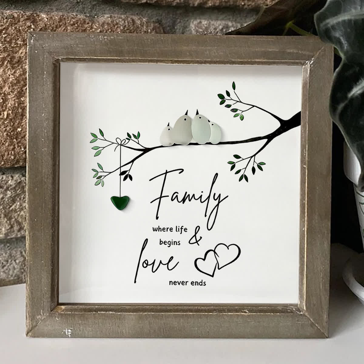 Sweet Flock Of Birds Family Sea Glass Framed Art - image 7