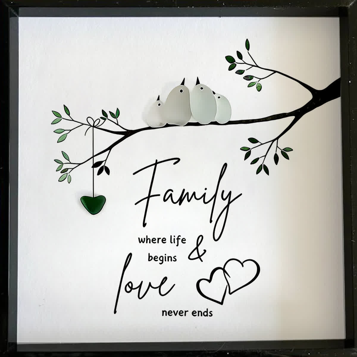 Sweet Flock Of Birds Family Sea Glass Framed Art - image 6