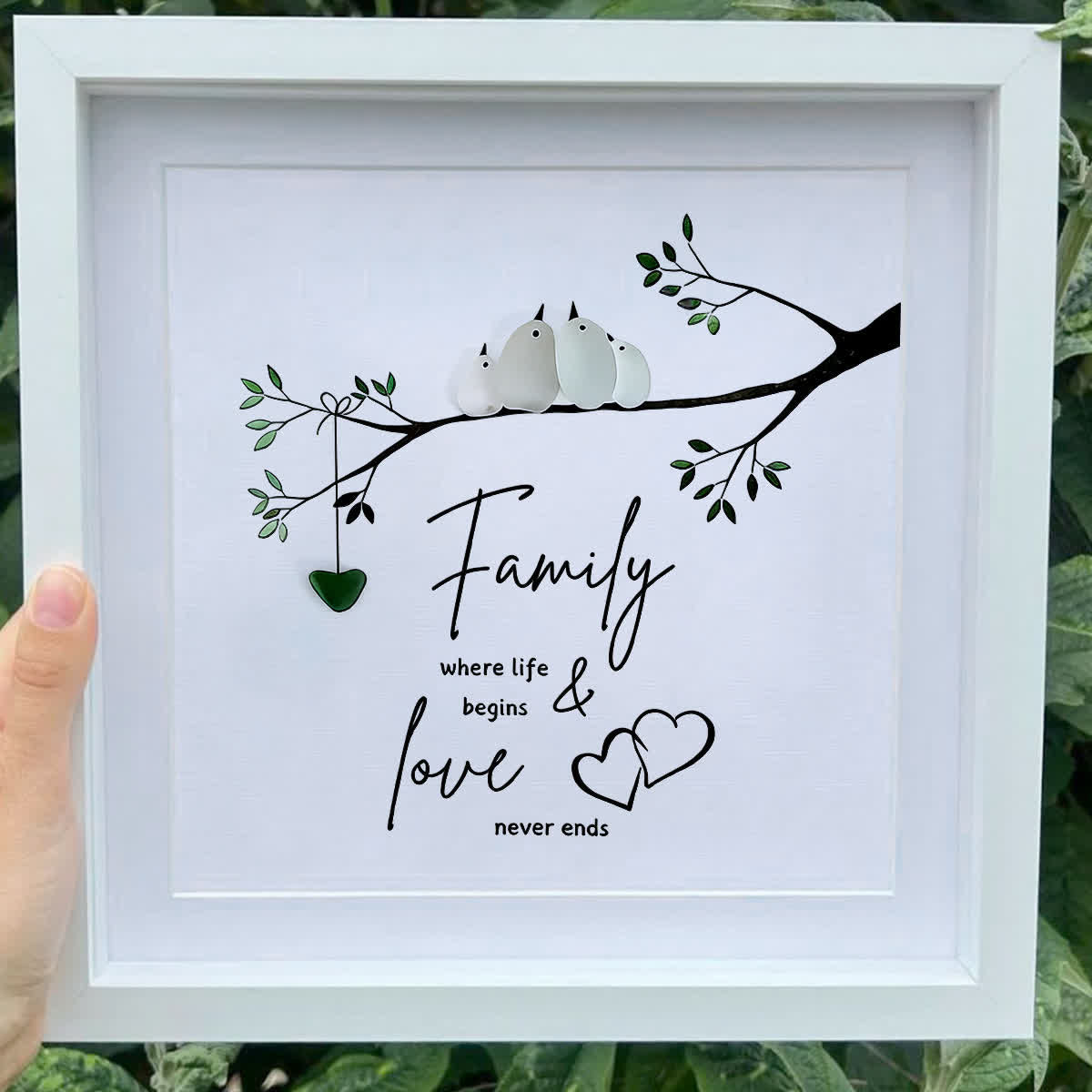 Sweet Flock Of Birds Family Sea Glass Framed Art - image 8