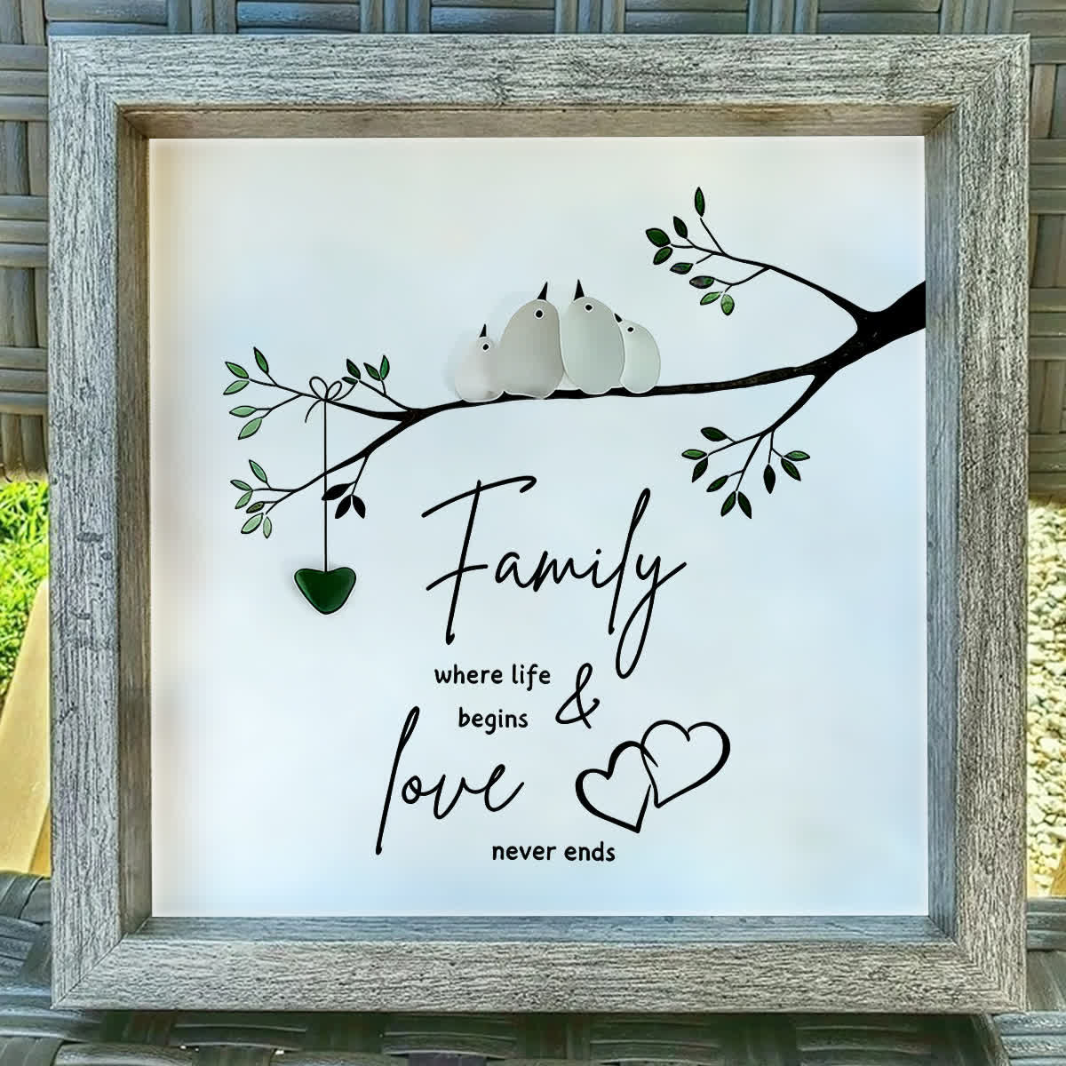 Sweet Flock Of Birds Family Sea Glass Framed Art - image 4