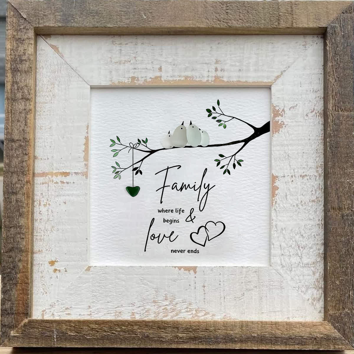 Sweet Flock Of Birds Family Sea Glass Framed Art - image 3