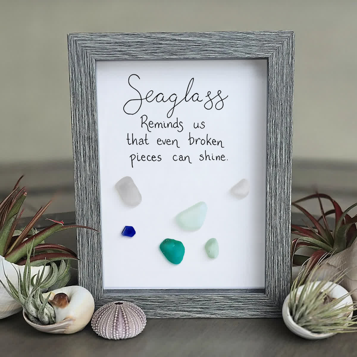 Shining Pieces Inspirational Quote Sea Glass Framed Art - image 0