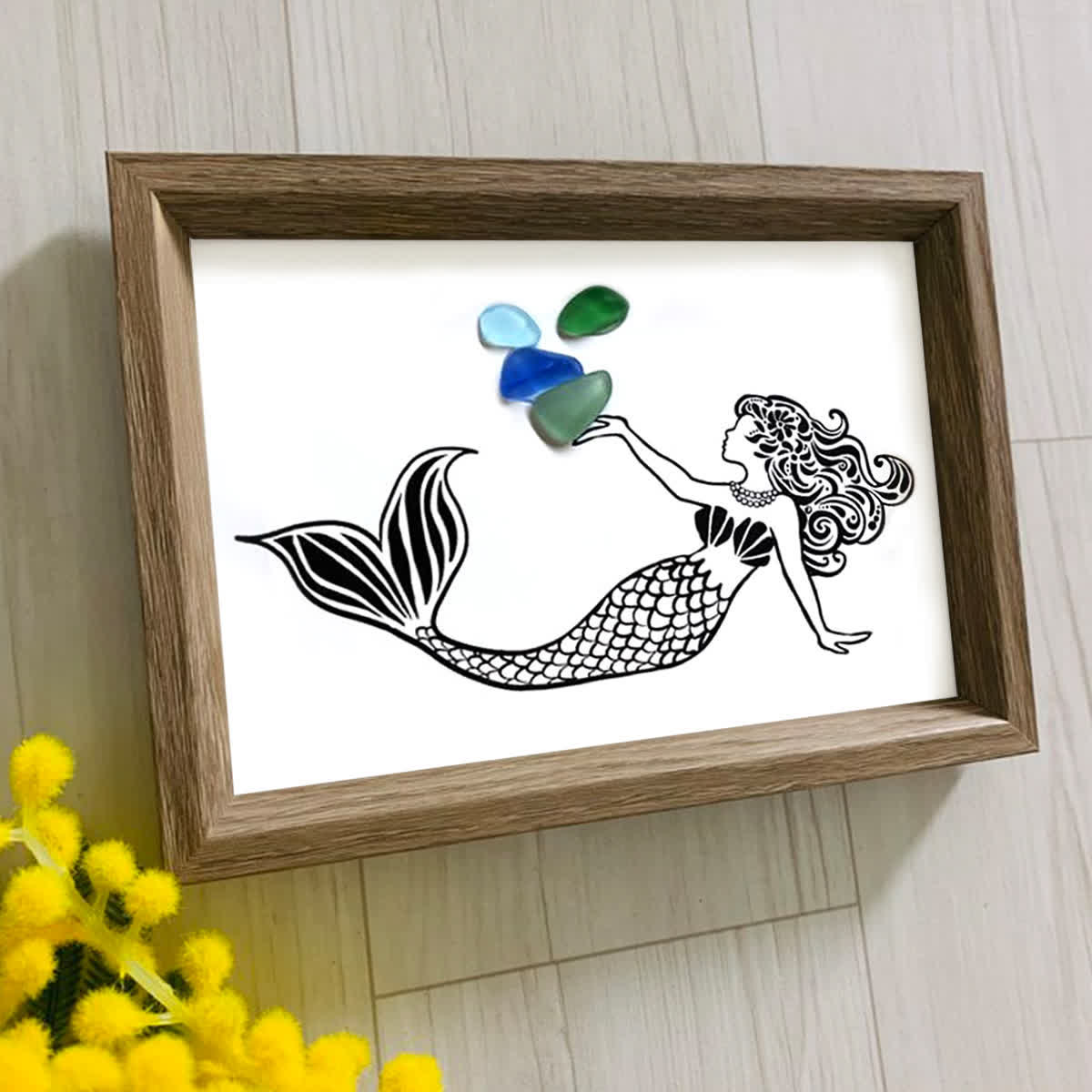 Ocean Whisper Mermaid Sea Glass Framed Art - image 4
