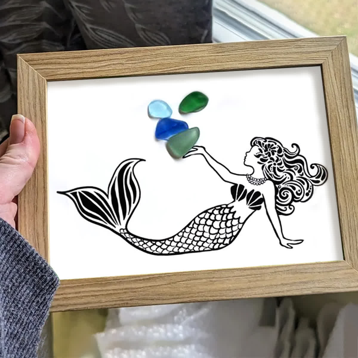 Ocean Whisper Mermaid Sea Glass Framed Art - image 0