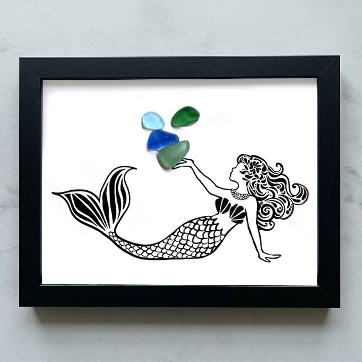 Ocean Whisper Mermaid Sea Glass Framed Art - Black - 6" X 8" - image 9