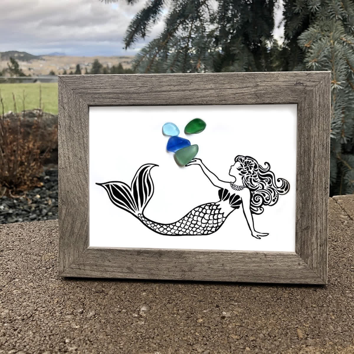 Ocean Whisper Mermaid Sea Glass Framed Art - image 3