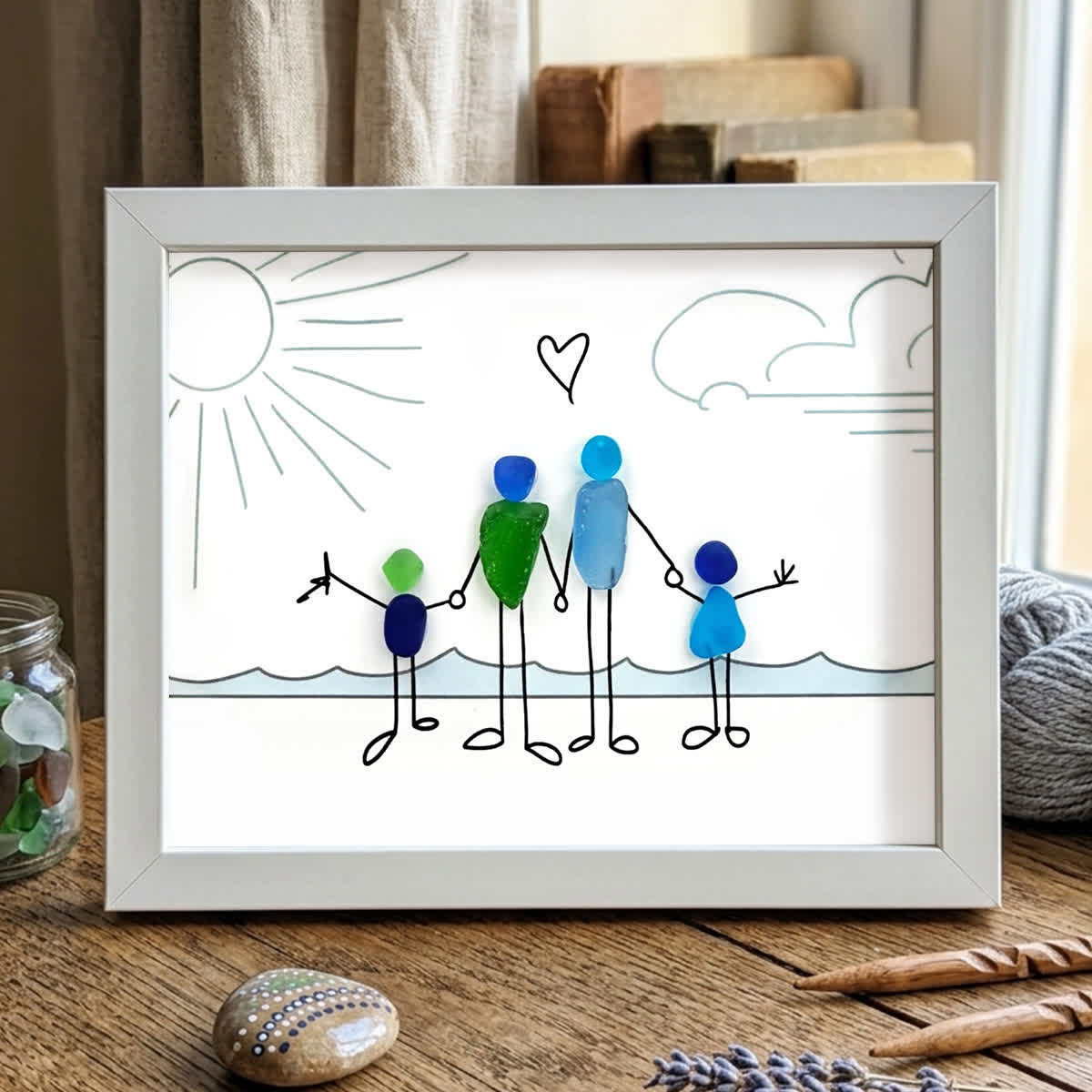 Coastal Celebration Of Family Love Sea Glass Framed Art - White - 6" X 8" - image 10