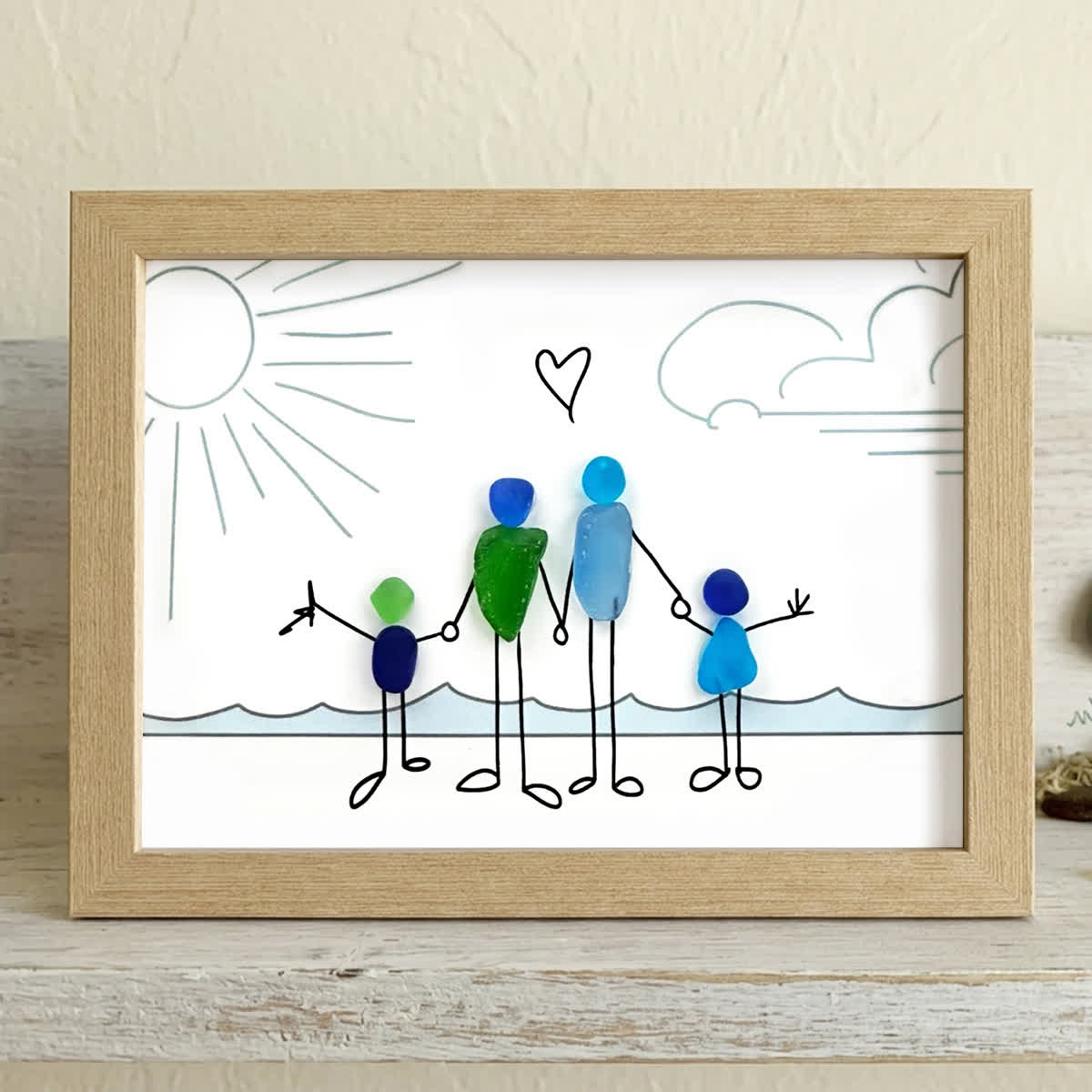 Coastal Celebration Of Family Love Sea Glass Framed Art - Oak - 6" X 8" - image 7