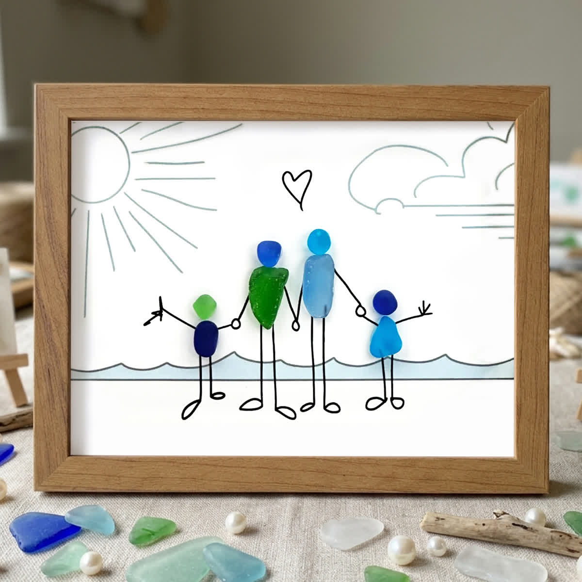 Coastal Celebration Of Family Love Sea Glass Framed Art - Walnut Brown - 6" X 8" - image 8