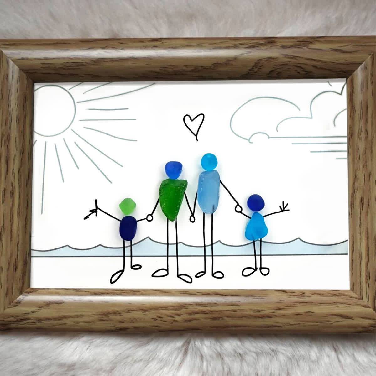 Coastal Celebration Of Family Love Sea Glass Framed Art - image 0
