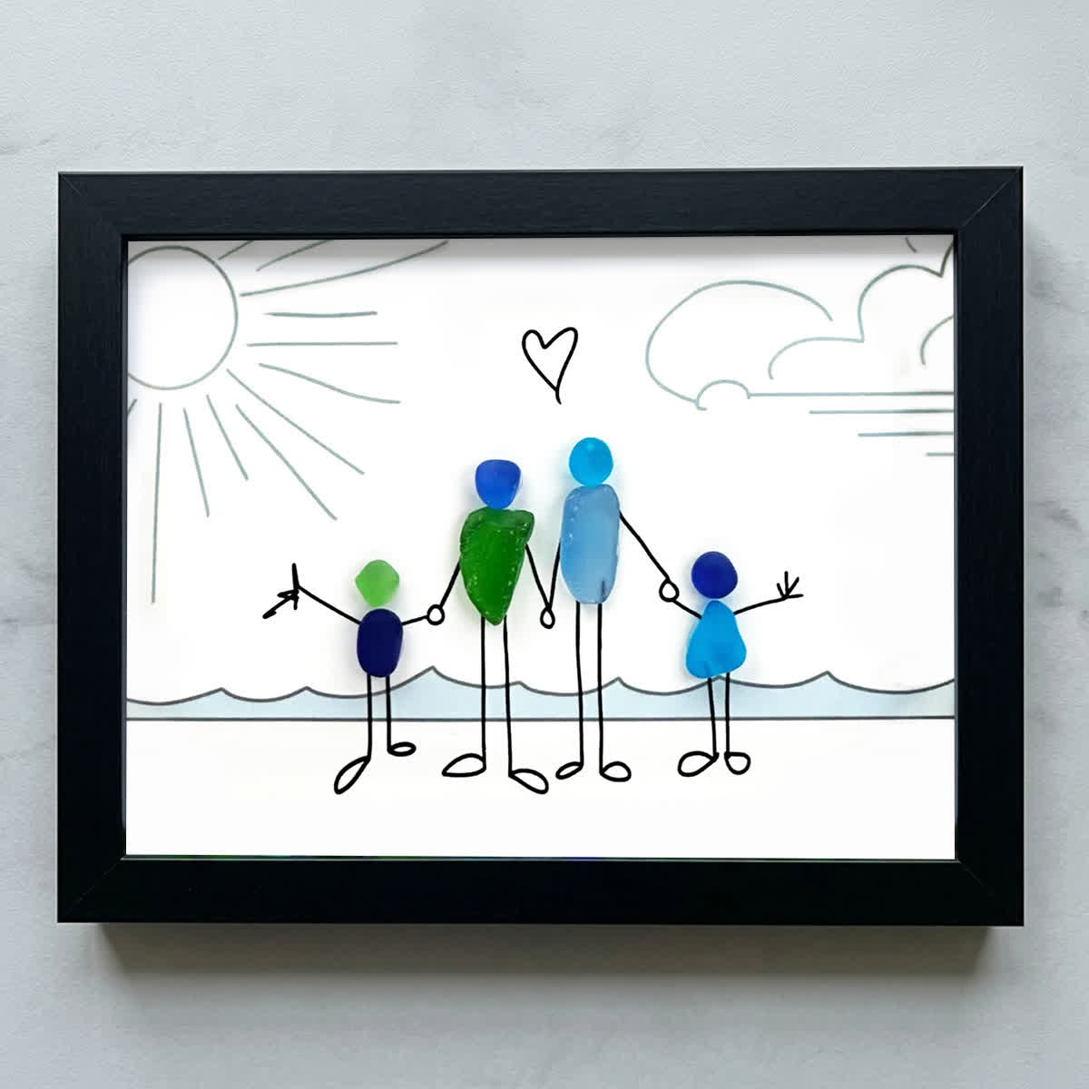 Coastal Celebration Of Family Love Sea Glass Framed Art - Black - 6" X 8" - image 9