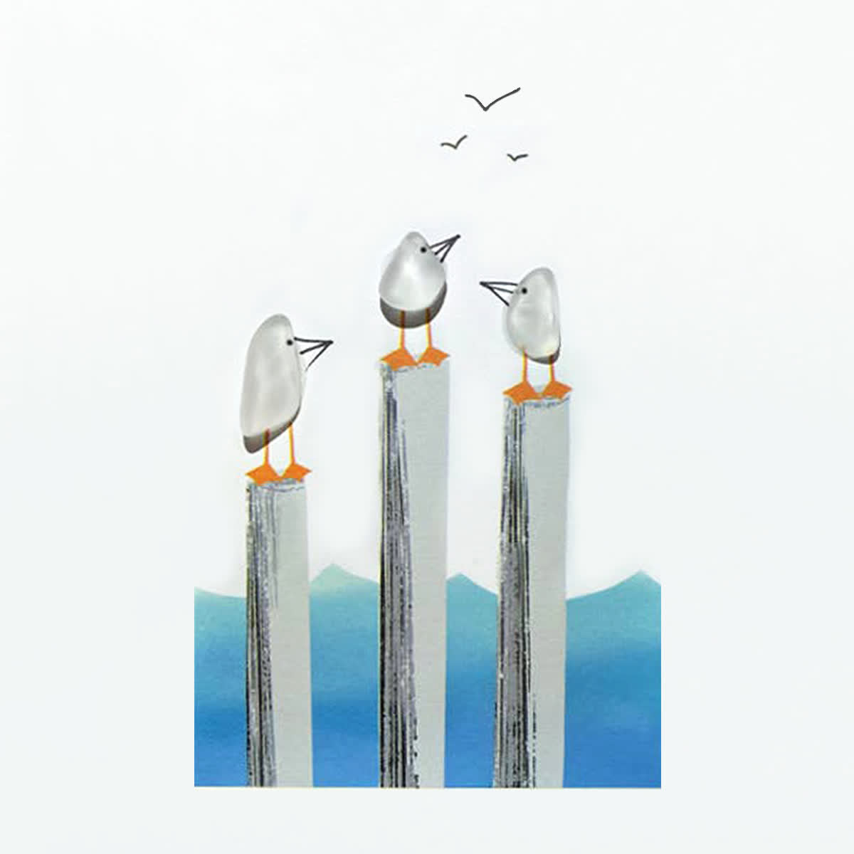 Calming Coastal Seagulls Sea Glass Framed Art - image 2