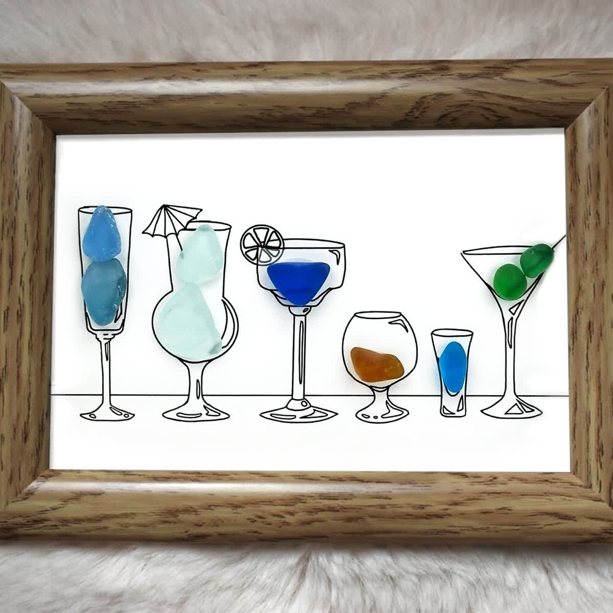 Cocktail Hour Coastal Charm Sea Glass Framed Art - image 5